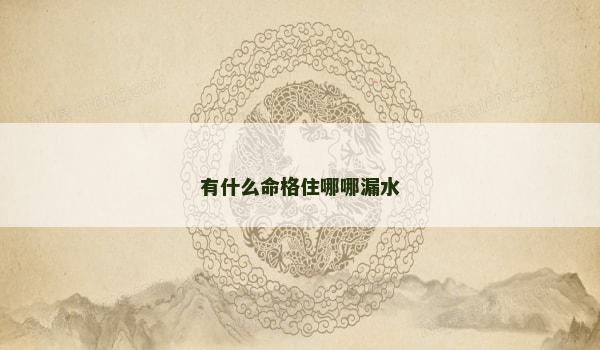 有什么命格住哪哪漏水