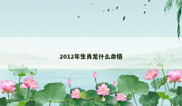 2012年生肖龙什么命格 2012年生肖龙什么命格