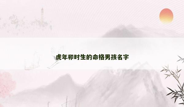 虎年卯时生的命格男孩名字 虎年卯时生的命格男孩名字