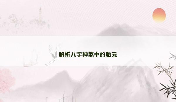 解析八字神煞中的胎元