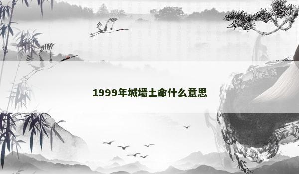 1999年城墙土命什么意思 1999年城墙土命什么意思