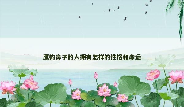 鹰钩鼻子的人拥有怎样的性格和命运 鹰钩鼻子的人拥有怎样的性格和命运