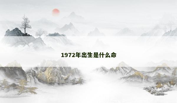 1972年出生是什么命 1972年出生是什么命