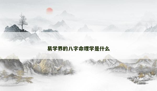 易学界的八字命理学是什么