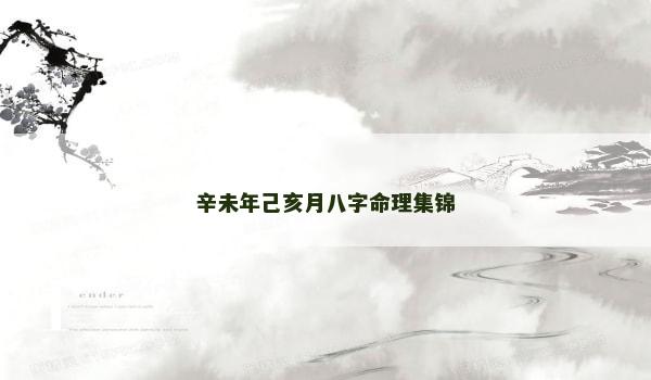 辛未年己亥月八字命理集锦 辛未年己亥月八字命理集锦