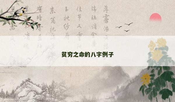 贫穷之命的八字例子