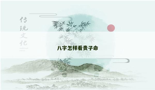 八字怎样看贵子命